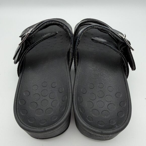 Vionic Pacific Rio Orthotic Black Lizard Wedge Platform Slip On Sandals Women 8 - Picture 7 of 11